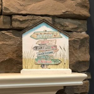 Beach house decor wood sign shelf sitter directional sign